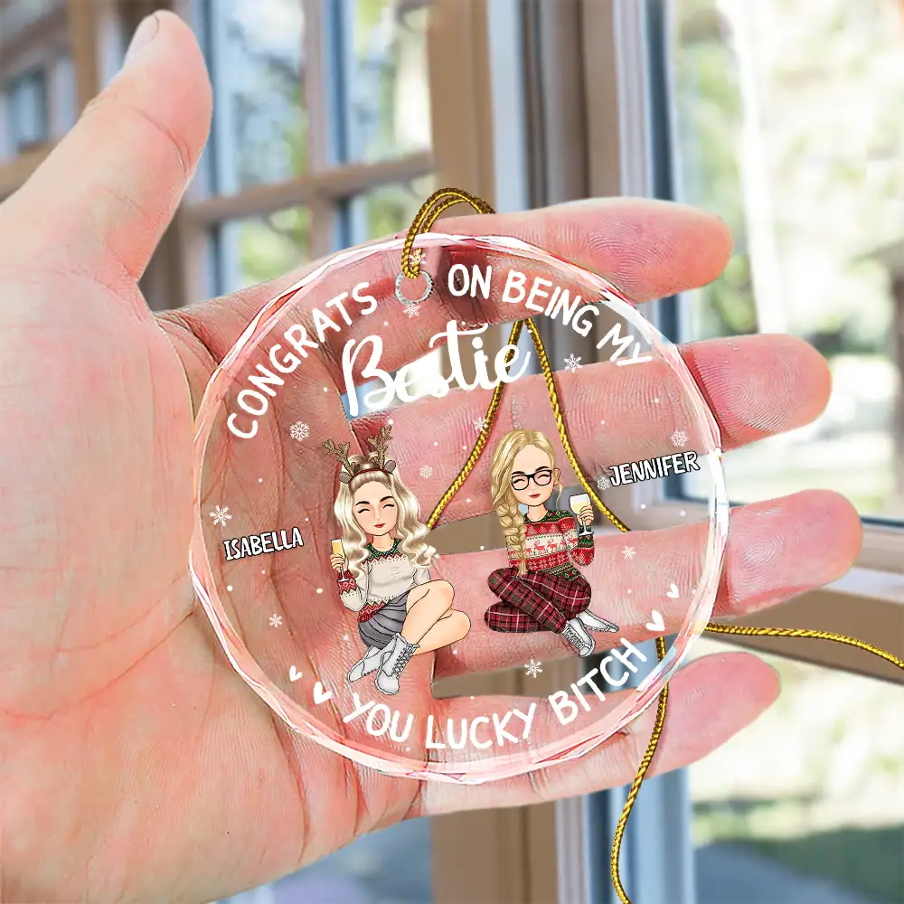 Christmas Congrats On Being My Bestie - Personalized Circle Glass Ornament