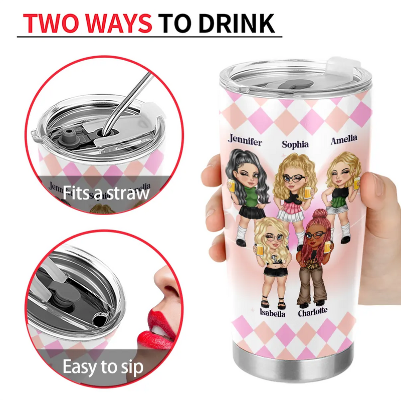 Y2K Besties Because Of You I Laugh A Little Harder - Personalized Tumbler