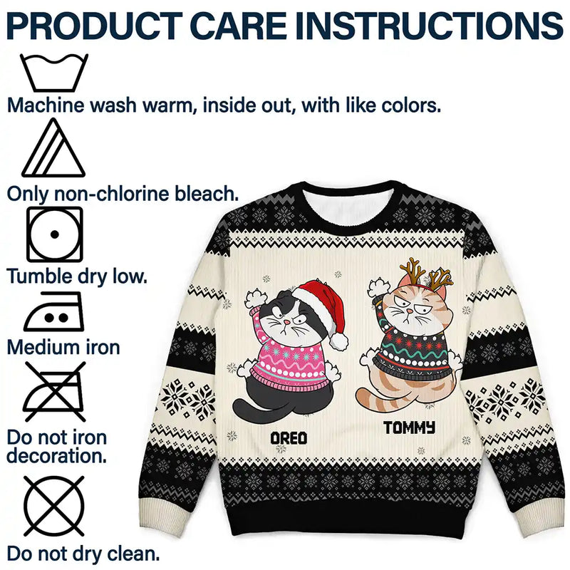 Scratching Wall Cats - Personalized Unisex Ugly Sweater