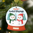 Grandma's Grandpa's Mom's Dad's Little Snowmen Snow Angels - Personalized 2-Layered Wooden Ornament