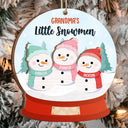 Grandma's Grandpa's Mom's Dad's Little Snowmen Snow Angels - Personalized 2-Layered Wooden Ornament