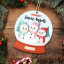 Grandma's Grandpa's Mom's Dad's Little Snowmen Snow Angels - Personalized 2-Layered Wooden Ornament