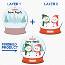 Grandma's Grandpa's Mom's Dad's Little Snowmen Snow Angels - Personalized 2-Layered Wooden Ornament