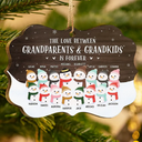 Grandparents & Grandkids Will Always Be Connected By Heart - Personalized Medallion Wooden Ornament