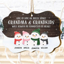Grandparents & Grandkids Will Always Be Connected By Heart - Personalized Medallion Wooden Ornament