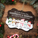 Grandparents & Grandkids Will Always Be Connected By Heart - Personalized Medallion Wooden Ornament