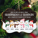 Grandparents & Grandkids Will Always Be Connected By Heart - Personalized Medallion Wooden Ornament