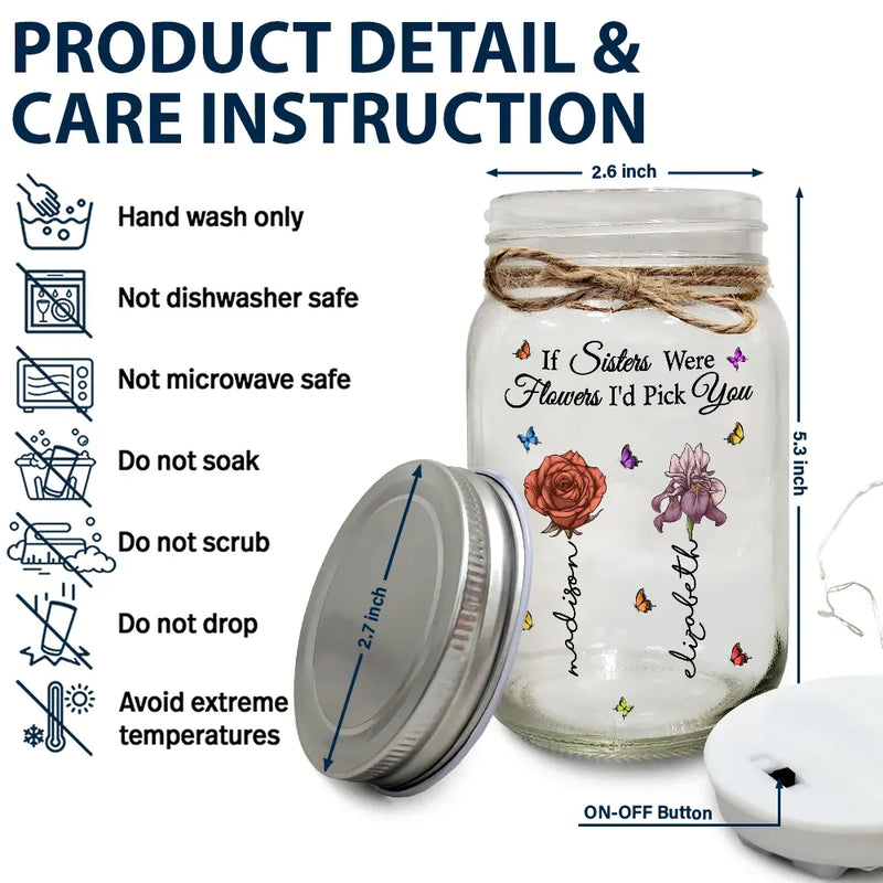 Si mes meilleurs amis étaient des fleurs, je te choisirais - Lampe Mason Jar personnalisée 