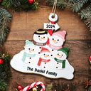 Famille de bonhommes de neige - Décoration en bois découpée personnalisée 