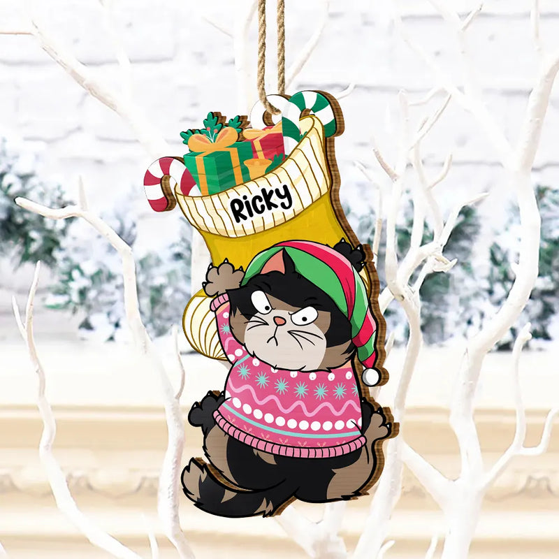 Jingle Cat All The Way - Décoration en bois personnalisée 