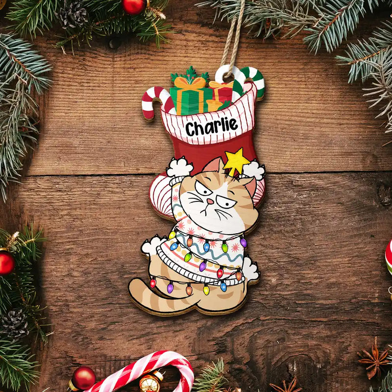Jingle Cat All The Way - Décoration en bois personnalisée 