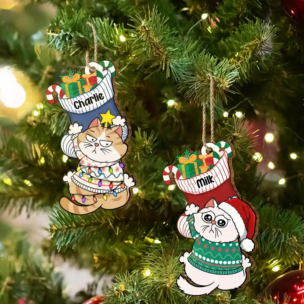 Jingle Cat All The Way - Décoration en bois personnalisée 