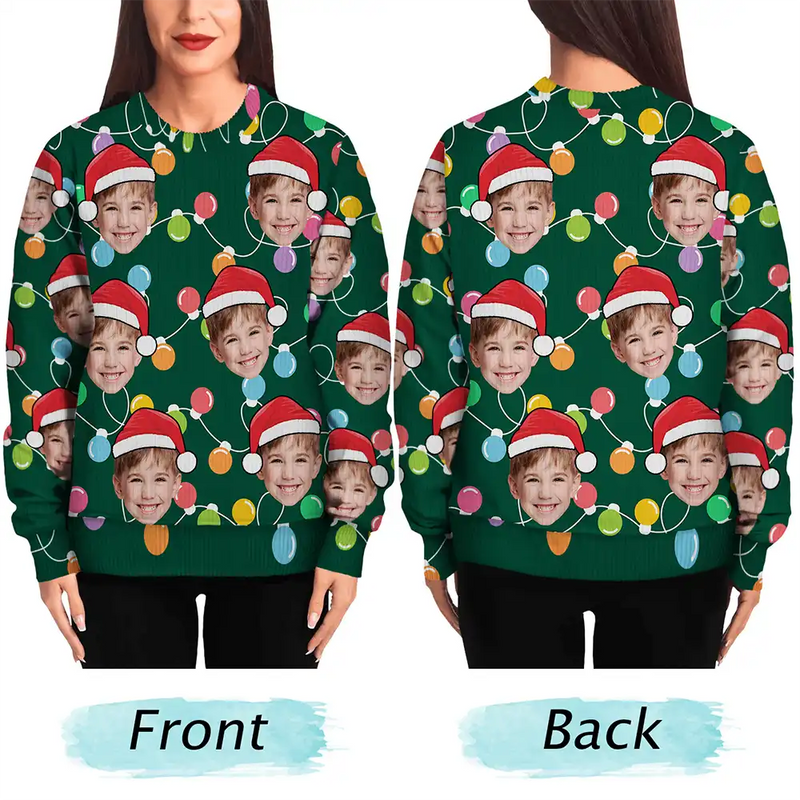 Custom Photo Funny Family Face - Personalized Unisex Ugly Sweater