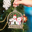 Christmas Snow Globe Snowman Family - Personalized 2-Layered Mix Ornament