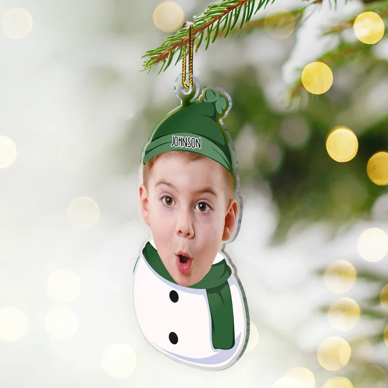 Custom Photo Kids Snowman - Personalized Cutout Acrylic Ornament