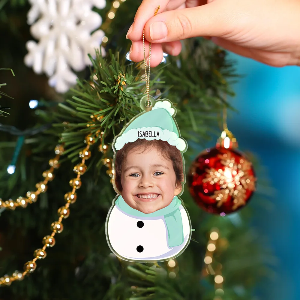 Custom Photo Kids Snowman - Personalized Cutout Acrylic Ornament