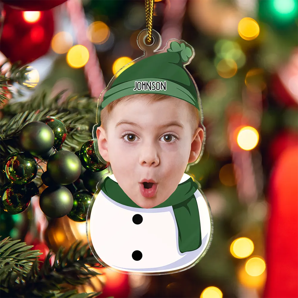 Custom Photo Kids Snowman - Personalized Cutout Acrylic Ornament