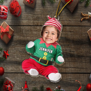 Custom Photo Cute Kid Baby Elf - Personalized Cutout Acrylic Ornament