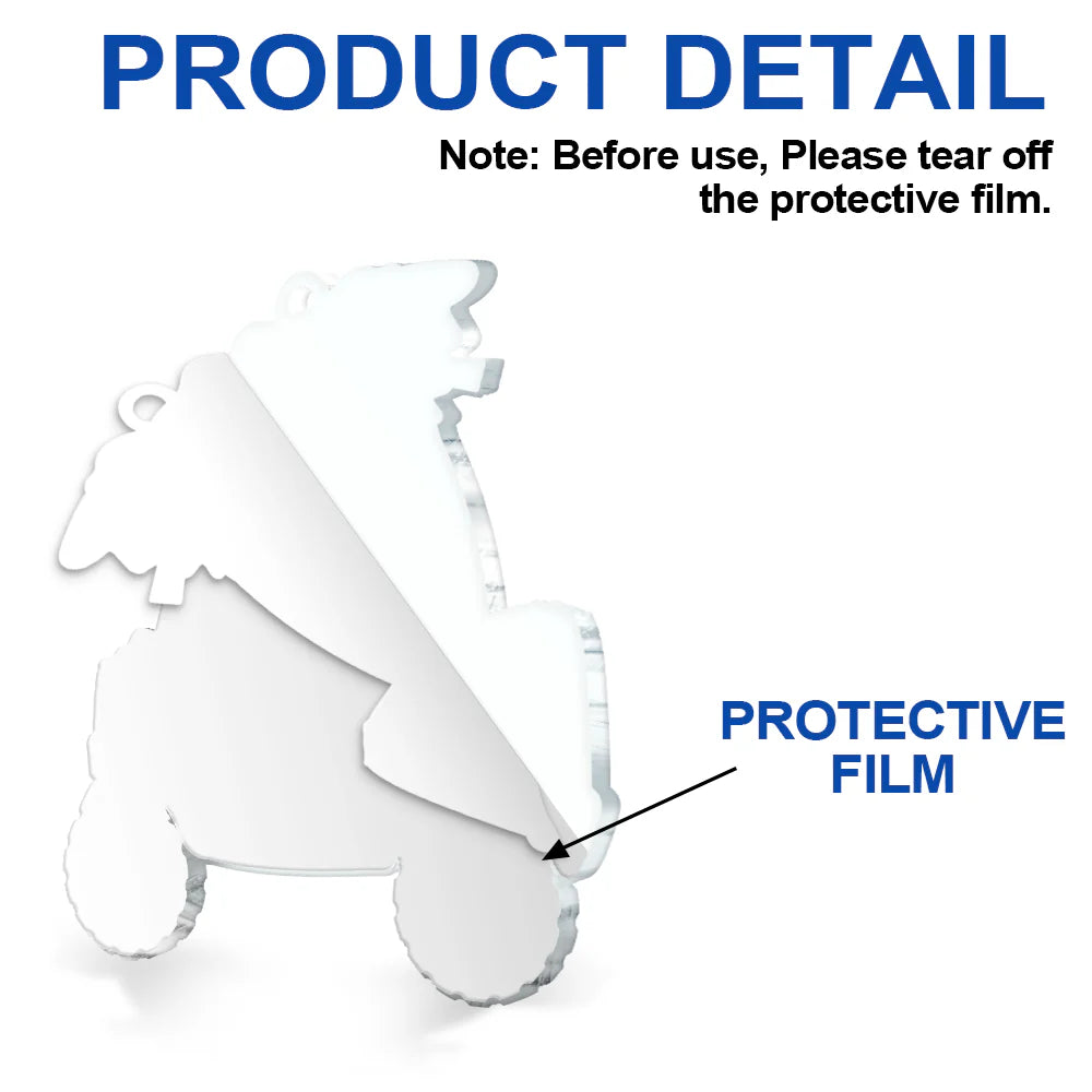 Custom Photo Christmas Baby Kid In Car - Personalized Custom Shaped Acrylic Ornament