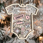 Décoration de Noël personnalisée à 2 couches pour bébé, nouveau papa et nouvelle maman 