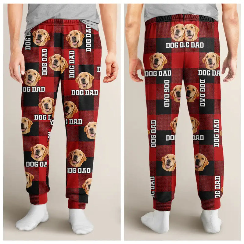 Pet Lovers - Custom Photo Plaid Pet Face - Personalized Pajama Pants