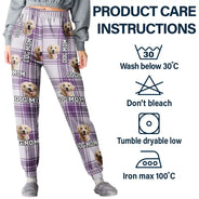 Pet Lovers - Custom Photo Plaid Pet Face - Personalized Pajama Pants