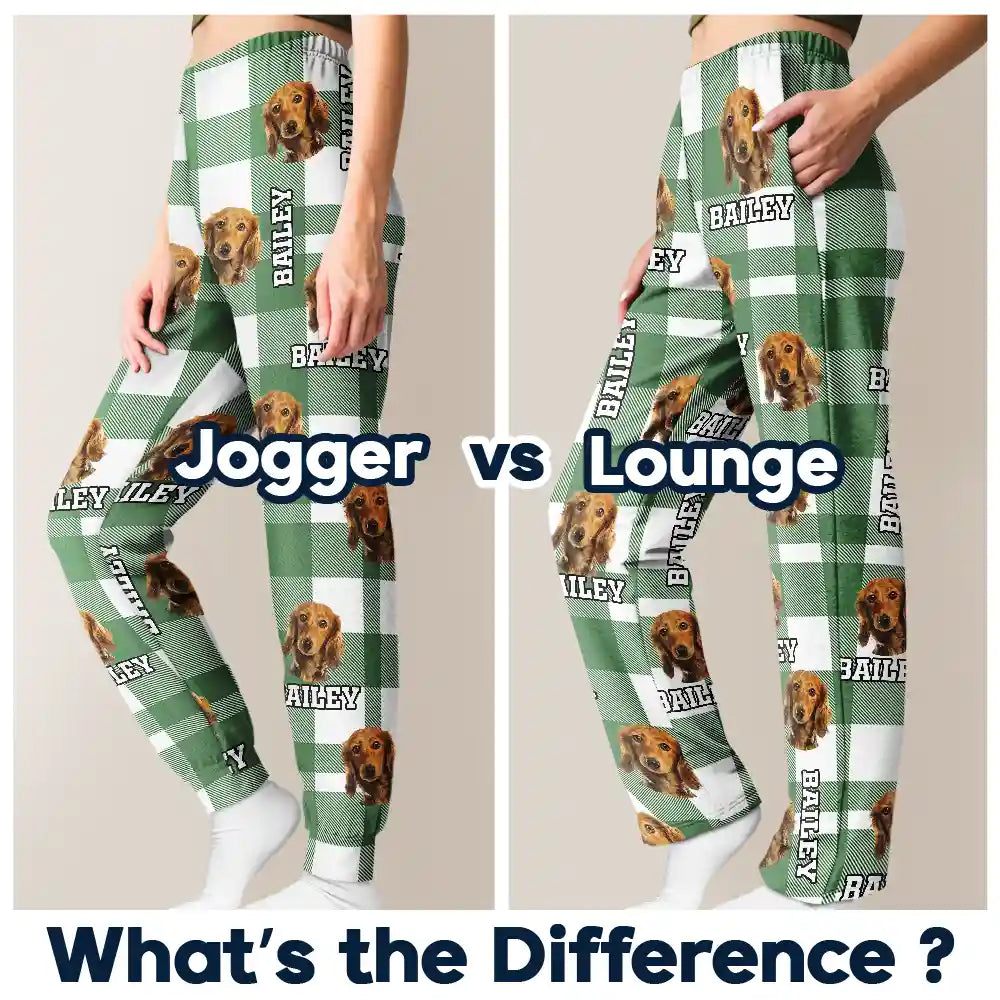Pet Lovers - Custom Photo Plaid Pet Face - Personalized Pajama Pants