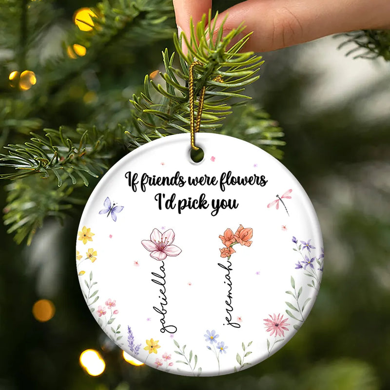 Gift For Bestie, Gift For Sisters - Sisters Are Different Flowers - Personalized Circle Ceramic Ornament