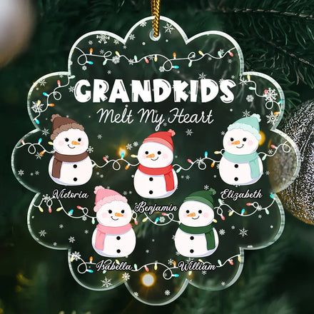 Mes petits-enfants font fondre mon cœur – Décoration acrylique personnalisée en forme de cœur 