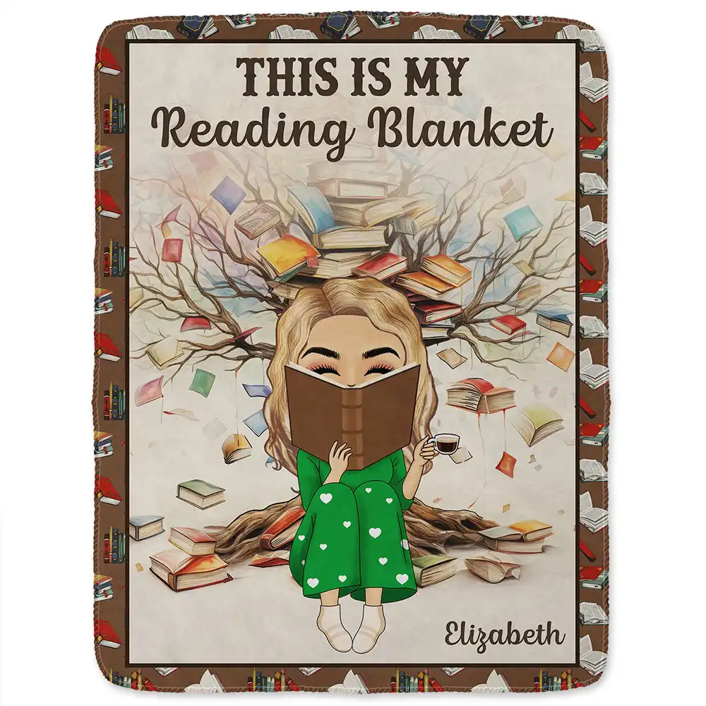 Reading, Gift For Yourself - Reading Chibi My Reading Blanket - Personalized Fleece Blanket, Sherpa Blanket
