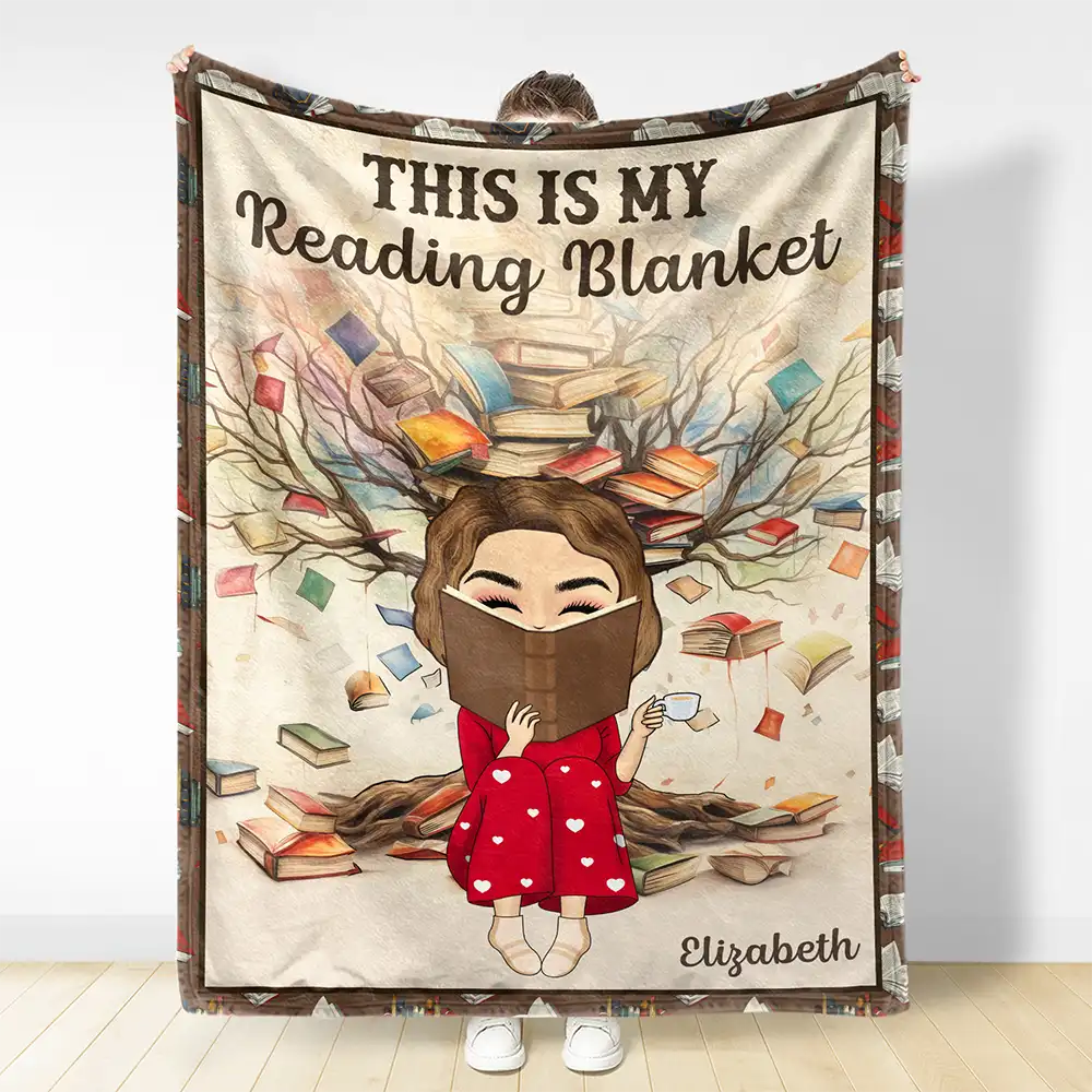 Reading, Gift For Yourself - Reading Chibi My Reading Blanket - Personalized Fleece Blanket, Sherpa Blanket