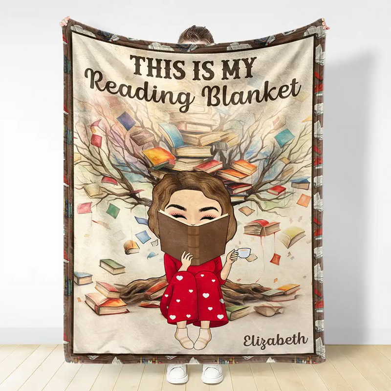 Reading, Gift For Yourself - Reading Chibi My Reading Blanket - Personalized Fleece Blanket, Sherpa Blanket