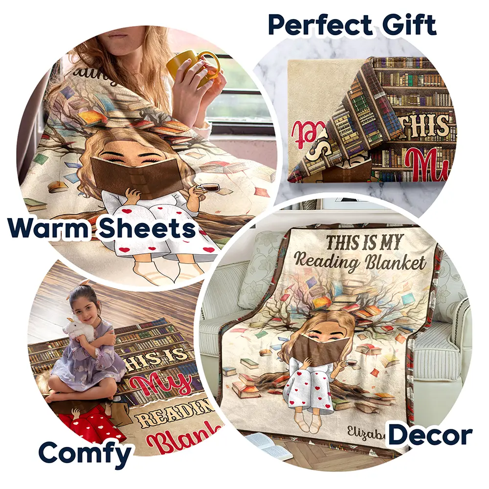 Reading, Gift For Yourself - Reading Chibi My Reading Blanket - Personalized Fleece Blanket, Sherpa Blanket
