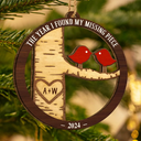 Christmas,Gift For Couples,Gift For Husband,Gift For Wife,Gift For Boyfriend,Gift For Girlfriend,Happy - Lovebirds Couple The Year I Found My Missing Piece - Personalized Custom Shaped Wooden Ornament