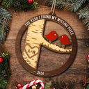 Christmas,Gift For Couples,Gift For Husband,Gift For Wife,Gift For Boyfriend,Gift For Girlfriend,Happy - Lovebirds Couple The Year I Found My Missing Piece - Personalized Custom Shaped Wooden Ornament