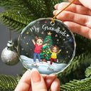 Christmas,Gift For Grandma,Gift For Grandpa,Gift For Grandparents - My Grandkids Grandma Grandpa - Personalized Circle Glass Ornament