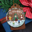 Christmas,Gift For Grandma,Gift For Grandpa,Gift For Grandparents - My Grandkids Grandma Grandpa - Personalized Circle Glass Ornament