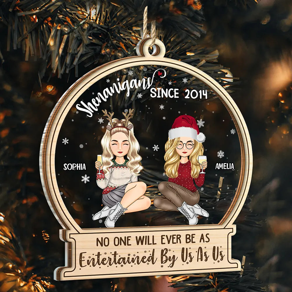Christmas Besties Shenanigans Since - Personalized 2-Layered Mix Ornament