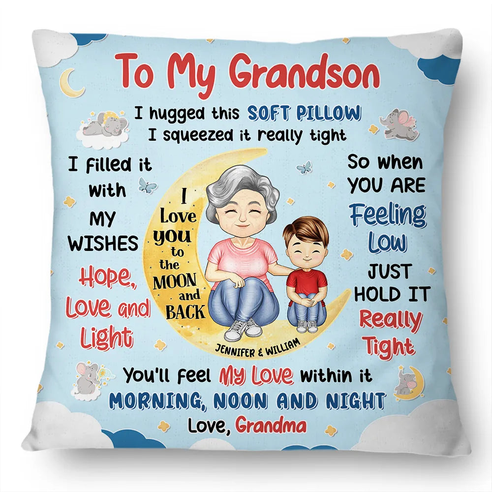 Granddaughter Grandson Hug This Soft Pillow - Personalized Pillow