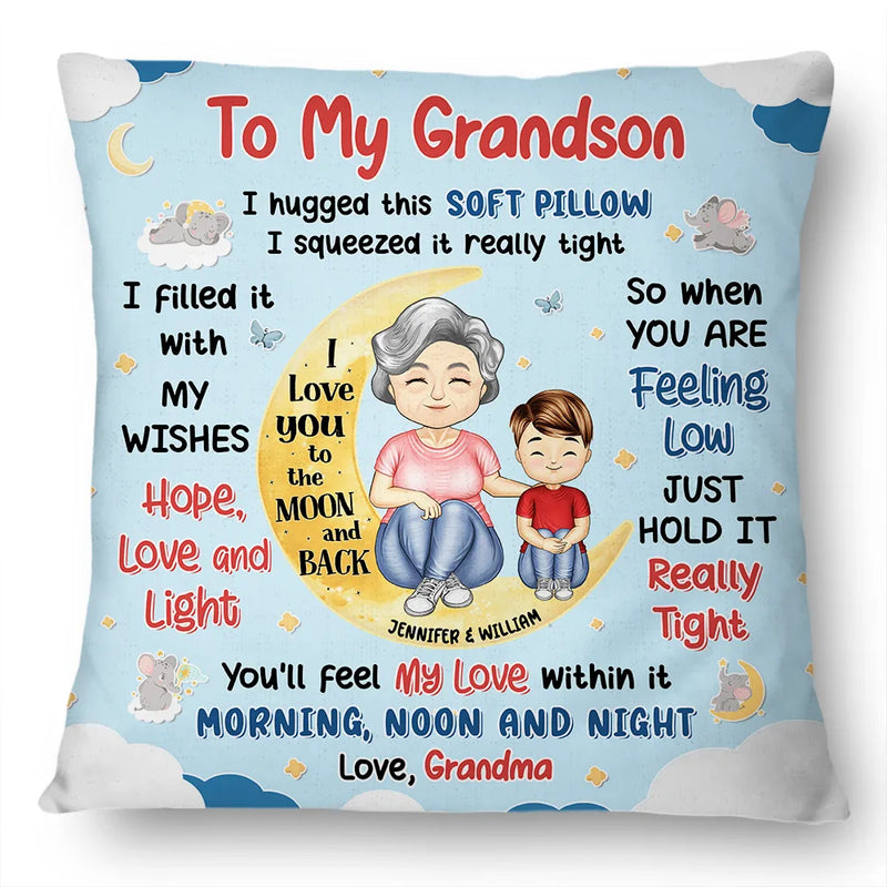 Gift For Kids - Granddaughter Grandson Hug This Soft Pillow - Personalized Pillow