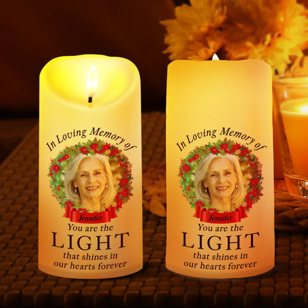 Family - Memorial Custom Photo You Are The Light - Personalized Flameless LED Candle