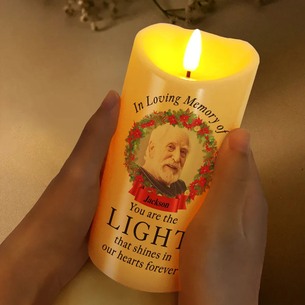 Family - Memorial Custom Photo You Are The Light - Personalized Flameless LED Candle