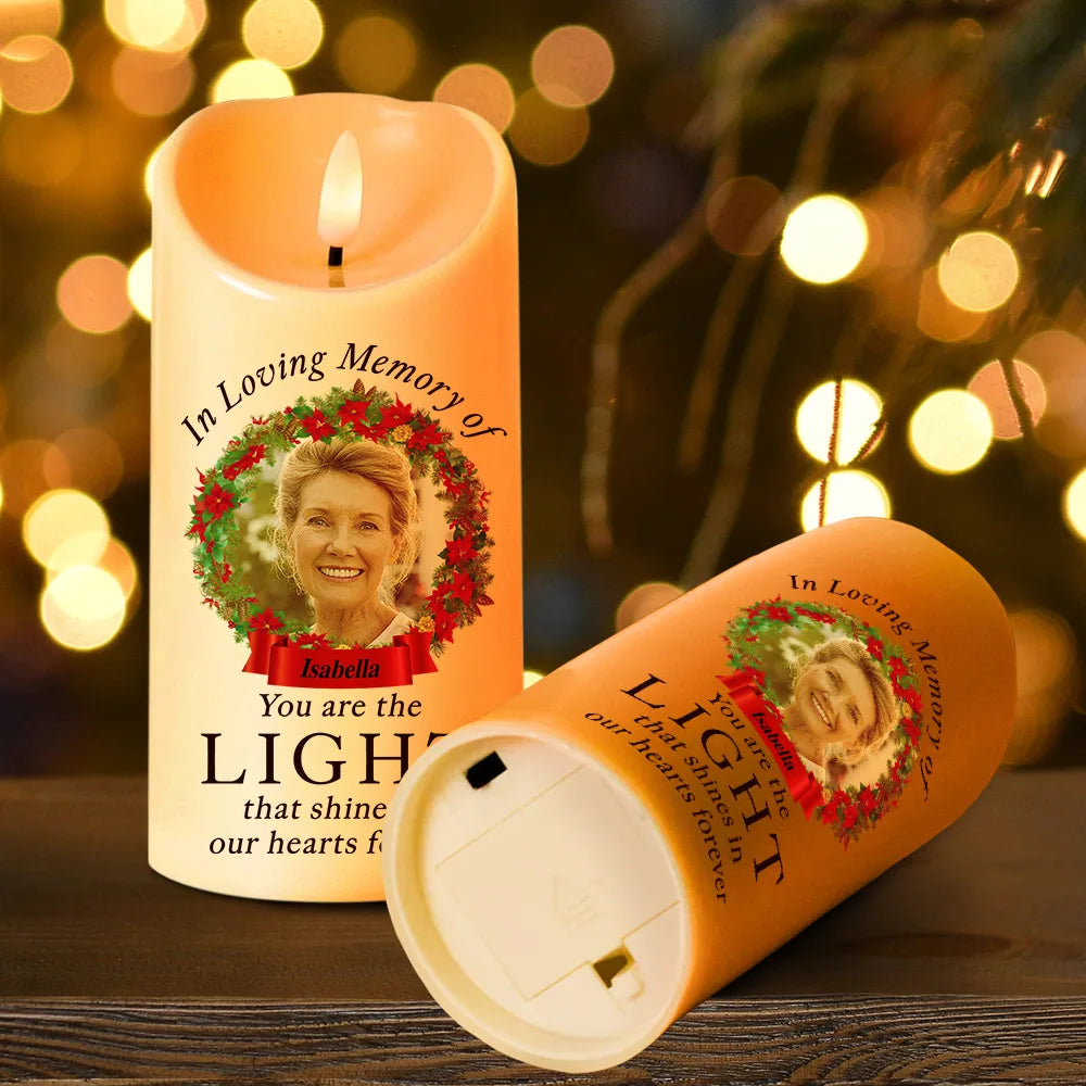 Family - Memorial Custom Photo You Are The Light - Personalized Flameless LED Candle