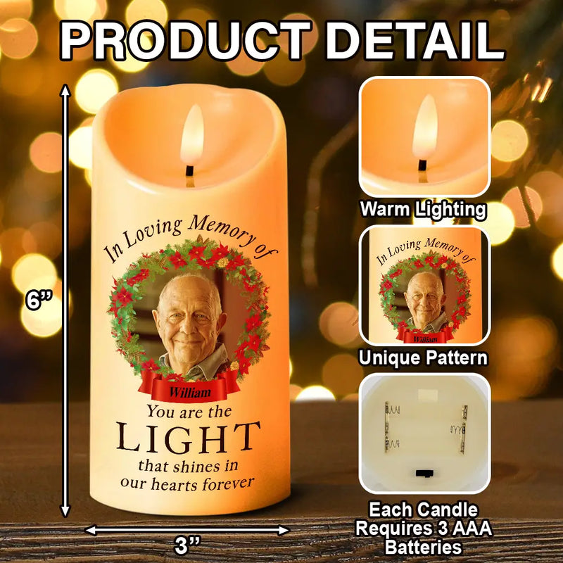 Family - Memorial Custom Photo You Are The Light - Personalized Flameless LED Candle