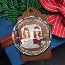 Gift For Bestie - Christmas Window Bestie Here's To Another Year Of Bonding - Personalized Circle Glass Ornament