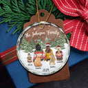 Family, Pet Couple, Pet Lovers, Gift For Couples - Merry Christmas Family Name Backside - Personalized Circle Glass Ornament