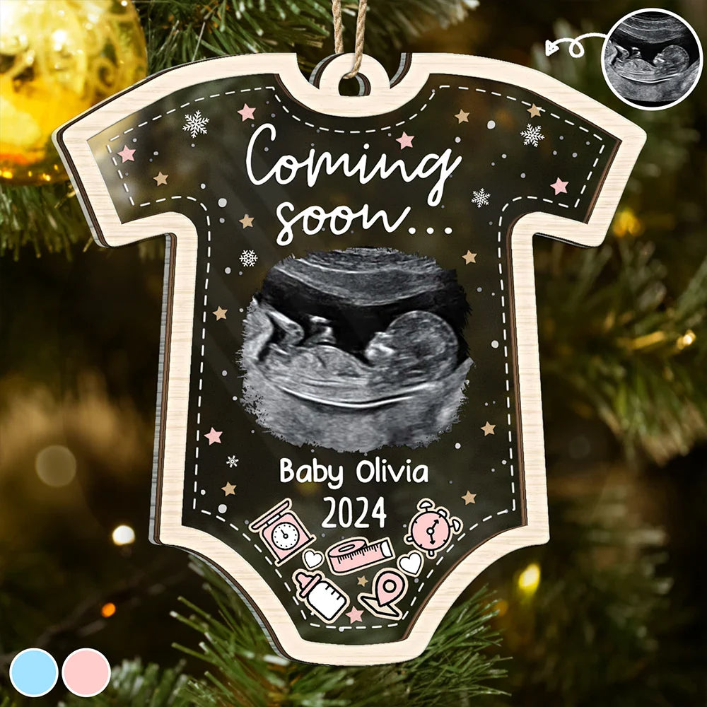 Custom Photo Coming Soon Christmas - Personalized 2-Layered Mix Ornament