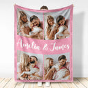 Custom Photo,Gift For Couples,Gift For Husband,Gift For Wife,Gift For Boyfriend,Gift For Girlfriend,Happy - Custom Photo Couple Family Besties Memory - Personalized Fleece Blanket, Sherpa Blanket