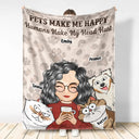 Pet Lovers, Cat Lovers, Dog Lovers, Gift For Yourself - Pet Lovers Cats Make Me Happy Humans Make My Head Hurt - Personalized Fleece Blanket, Sherpa Blanket
