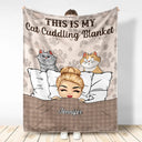 Gift For Couples, Pet Couple, Pet Lovers, Gift For Husband, Gift For Wife, Cat Lovers, Dog Lovers, Cat Couple, Dog Couple - My Cat Cuddling Blanket Chibi - Personalized Fleece Blanket, Sherpa Blanket